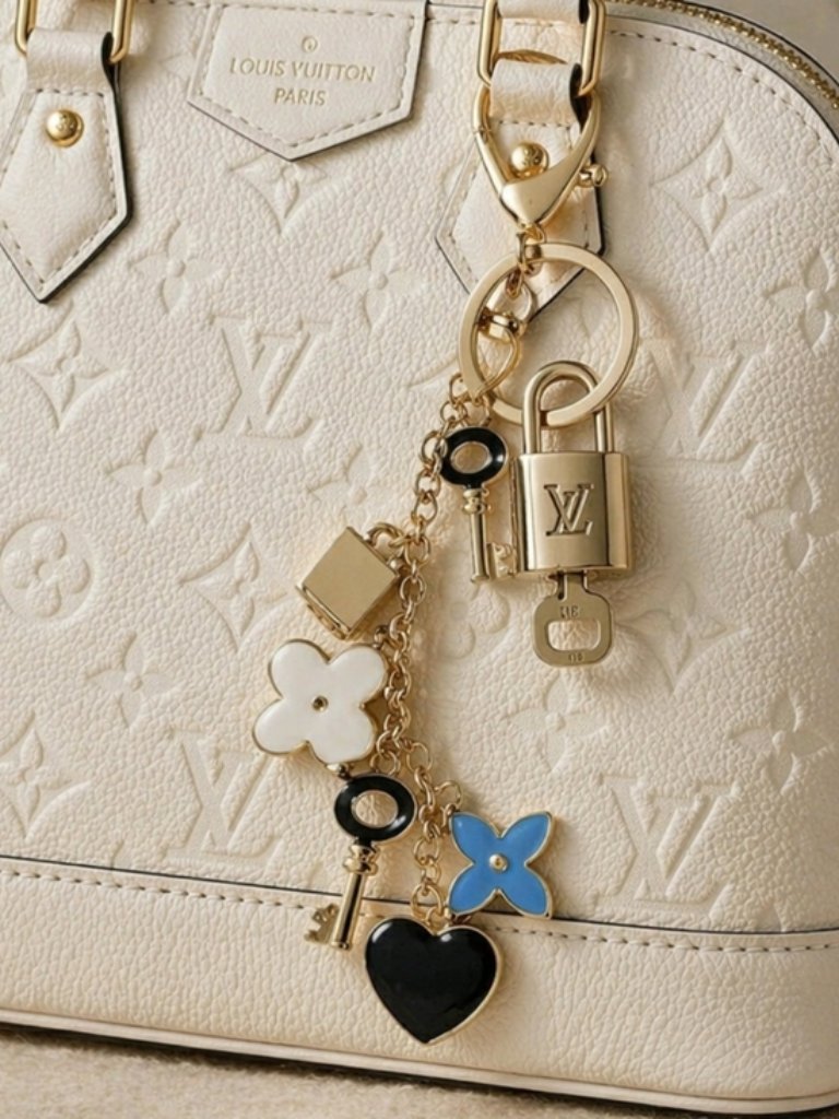 Authentic Louis Vuitton Gold Padlock Unbranded Keychain Bag Charm Lv
